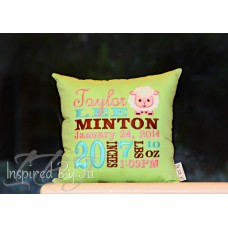 Lamb - Birth Announcement Pillow